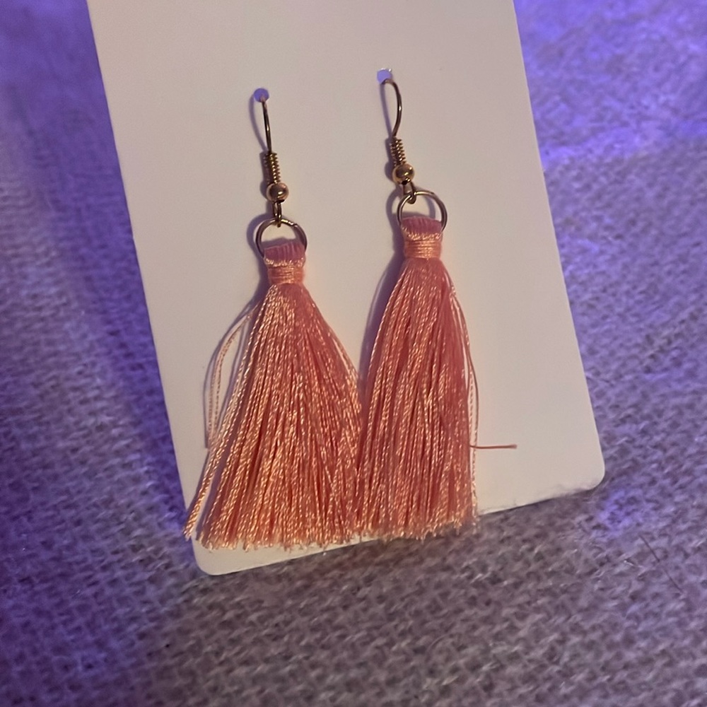 Pink tassel earrings